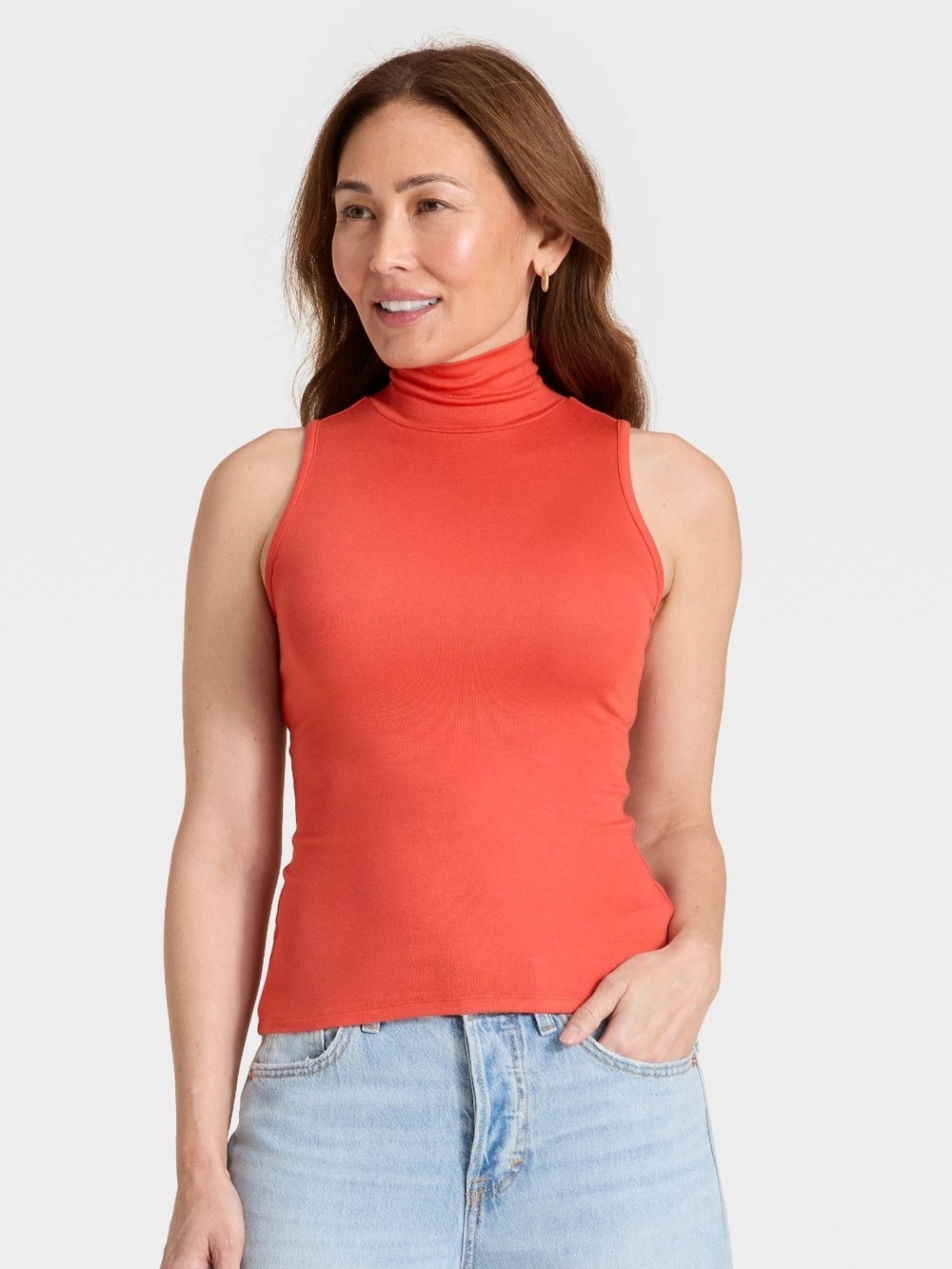 NWOT Universal Thread Rust Sleeveless Turtleneck Tank In Large